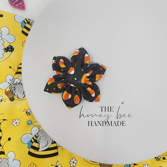 Candy Corn Fabric Flower Hair Clip