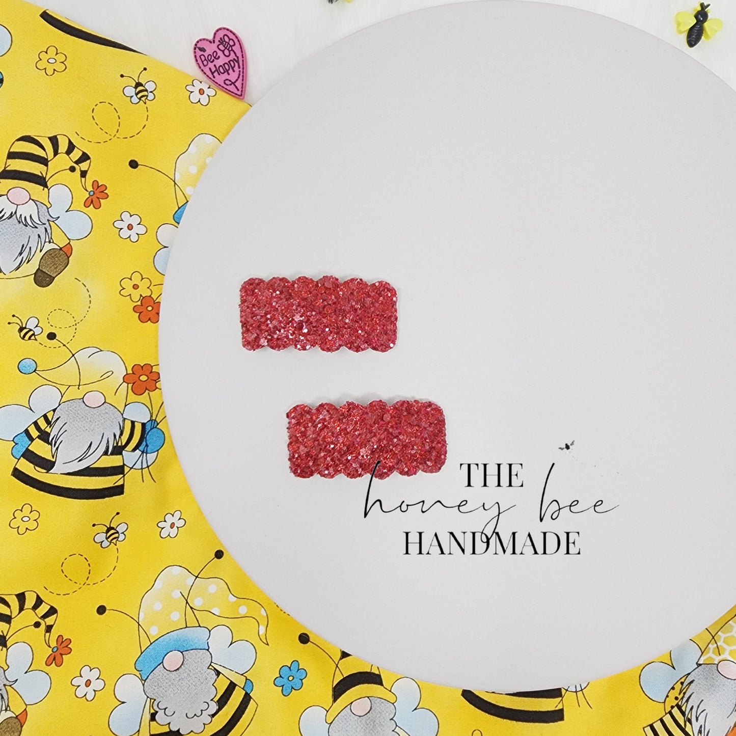 Red Glitter Snap Clip Set