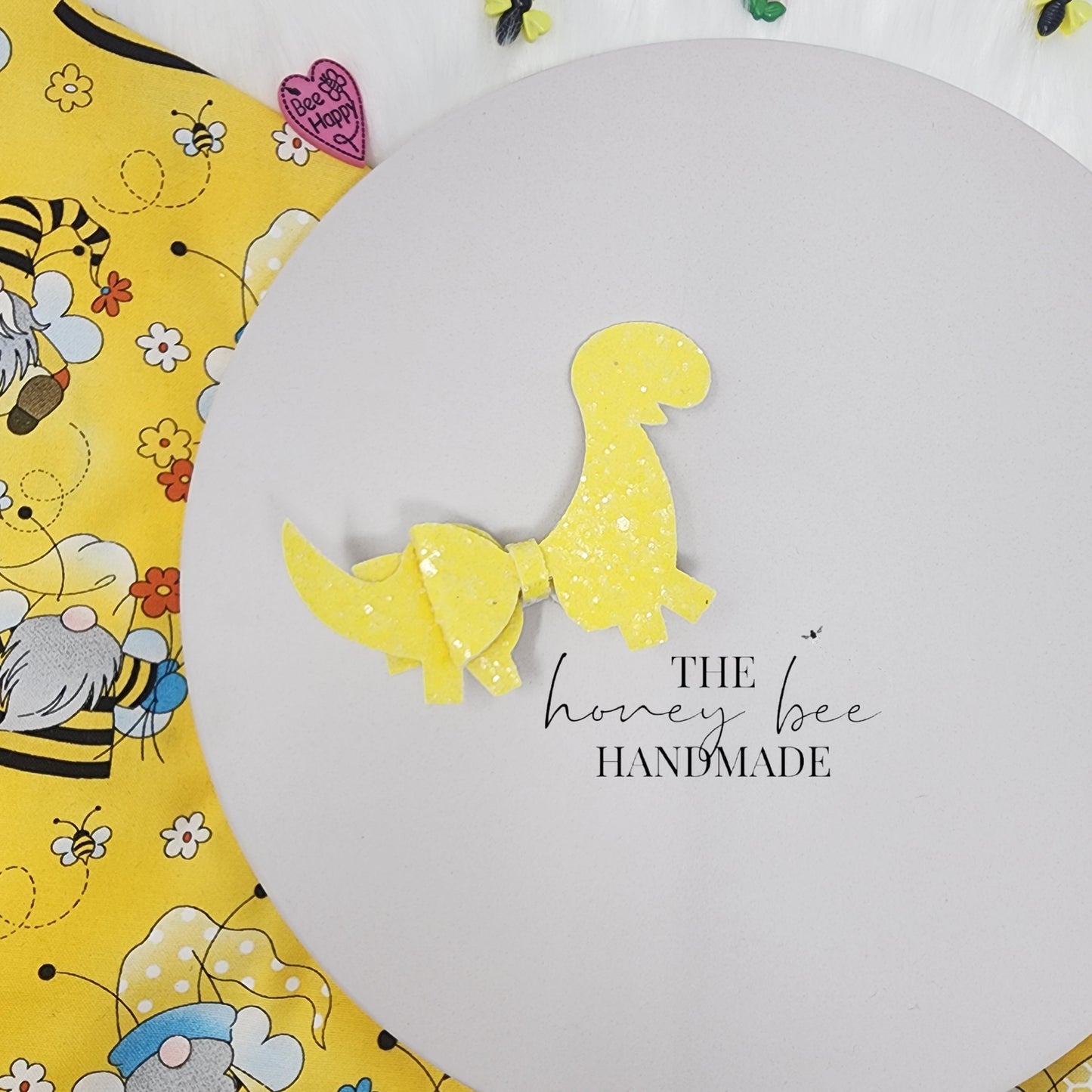 Glitter Yellow Dino Hair Clip