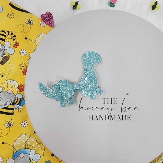 Glitter Aqua Dino Hair Clip
