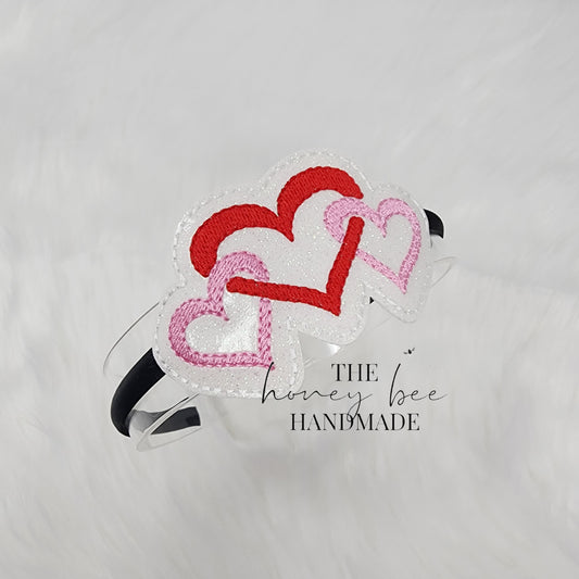 Glitter Joined Hearts Headband Slider