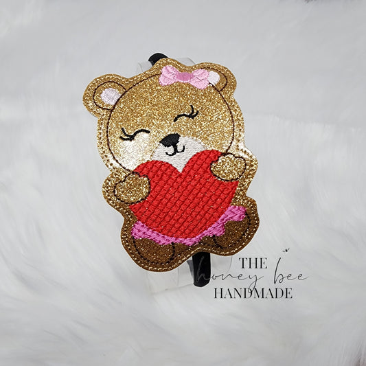 Glitter Beary Loved Bear Headband Slider