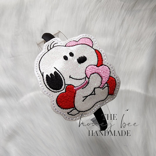 Glitter Valentine Dog Headband Slider