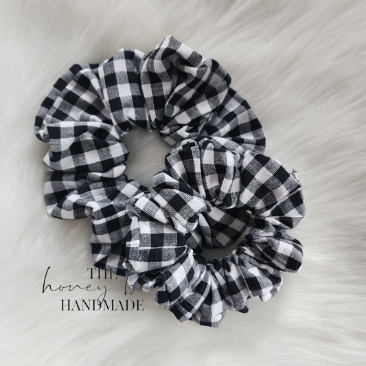 Black and White Plaid Scrunchie