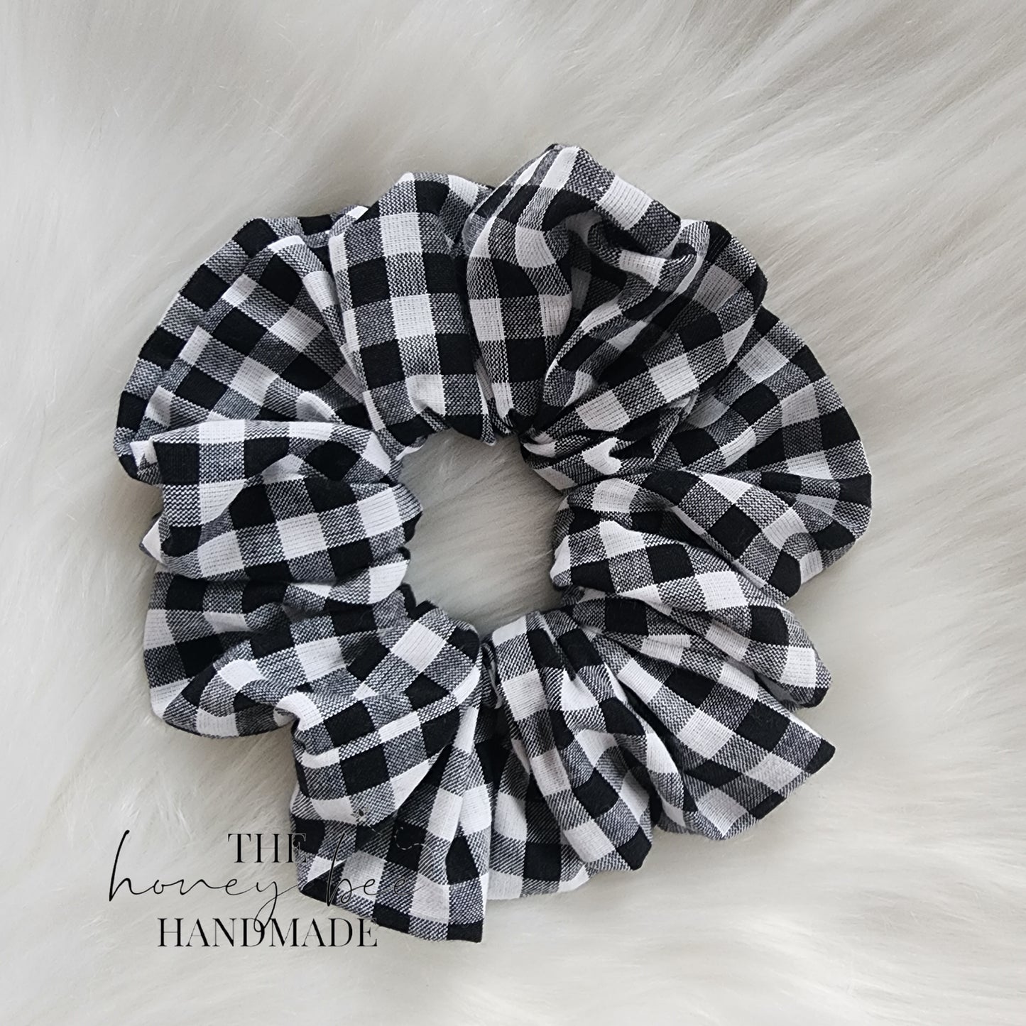 Black and White Plaid Scrunchie