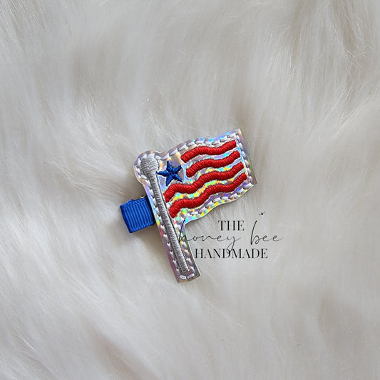 Holographic Flag Feltie Hair Clip