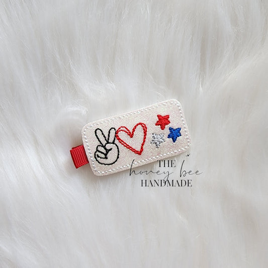 Glitter Peace Love Stars Feltie Hair Clip