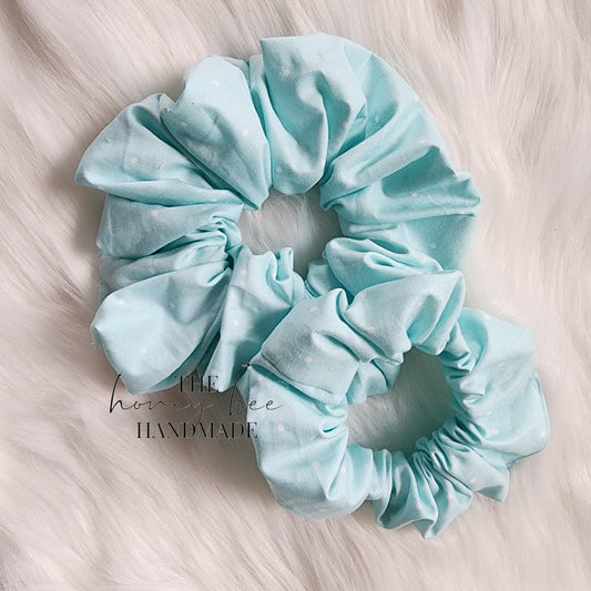 Aqua Polka Dot Scrunchie