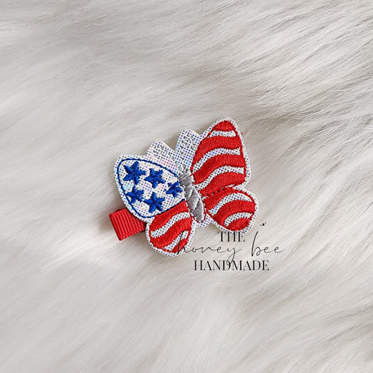 Glitter Patriotic Butterfly Feltie Hair Clip