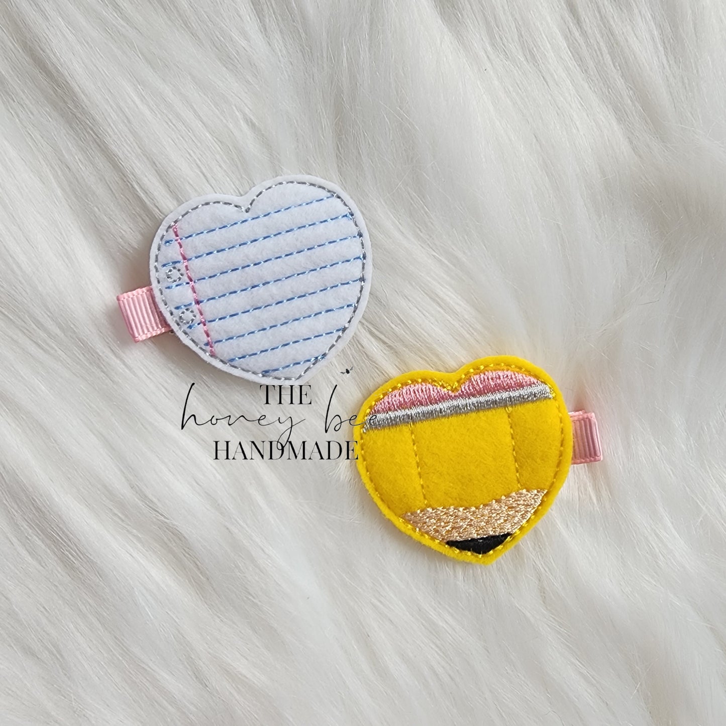 Paper and Pencil Heart Feltie Hair Clip