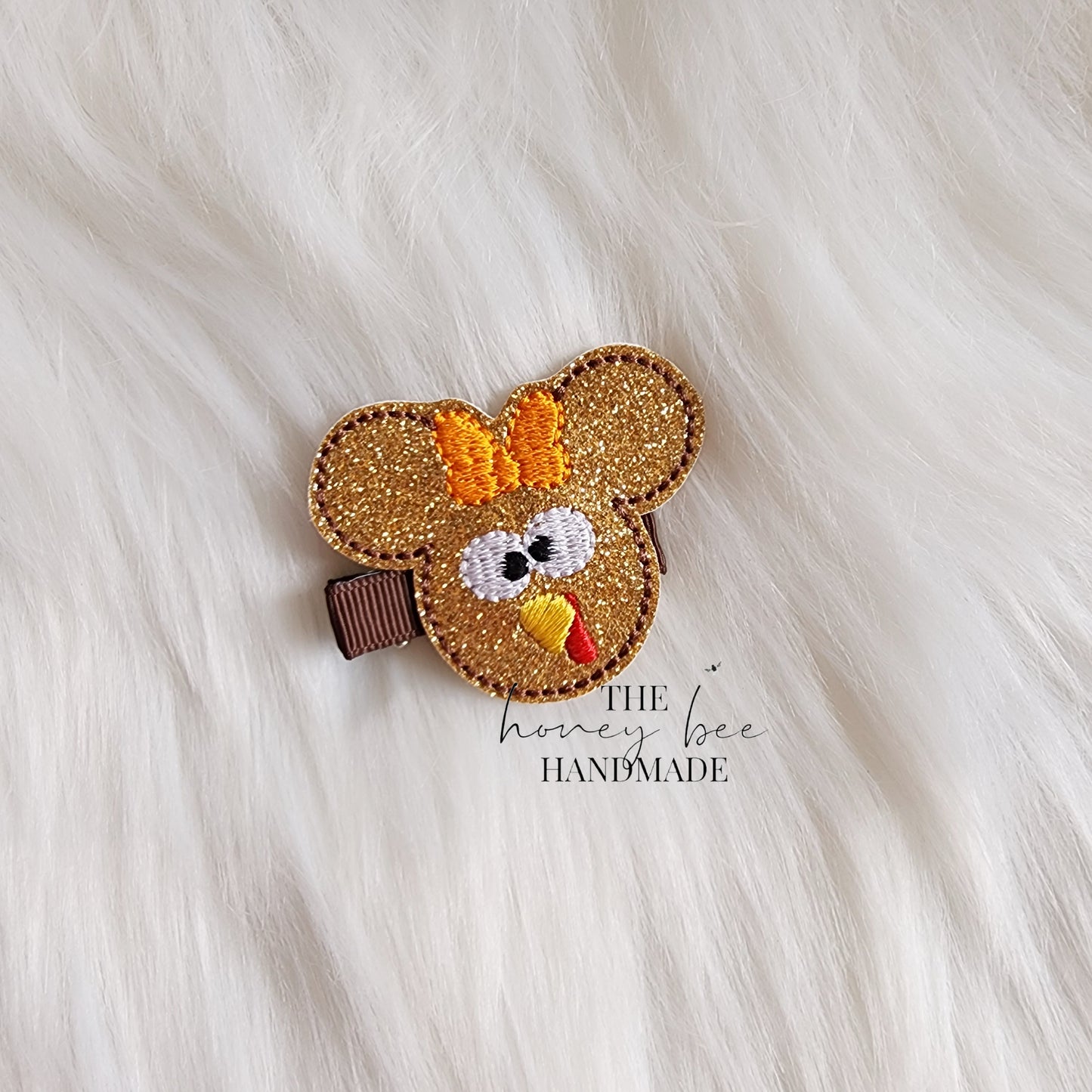 Glitter Mouse Turkey Feltie Hair Clip