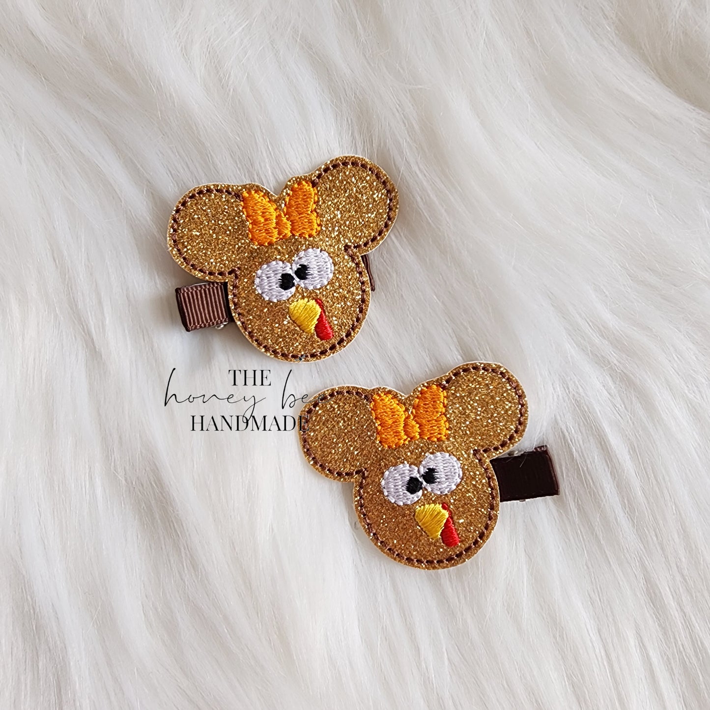 Glitter Mouse Turkey Feltie Hair Clip