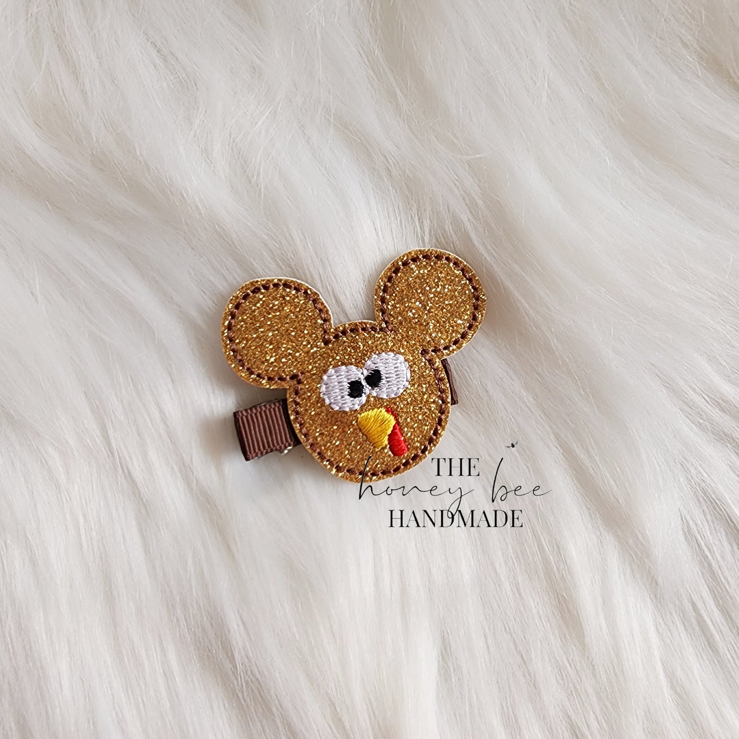 Glitter Mouse Turkey Feltie Hair Clip