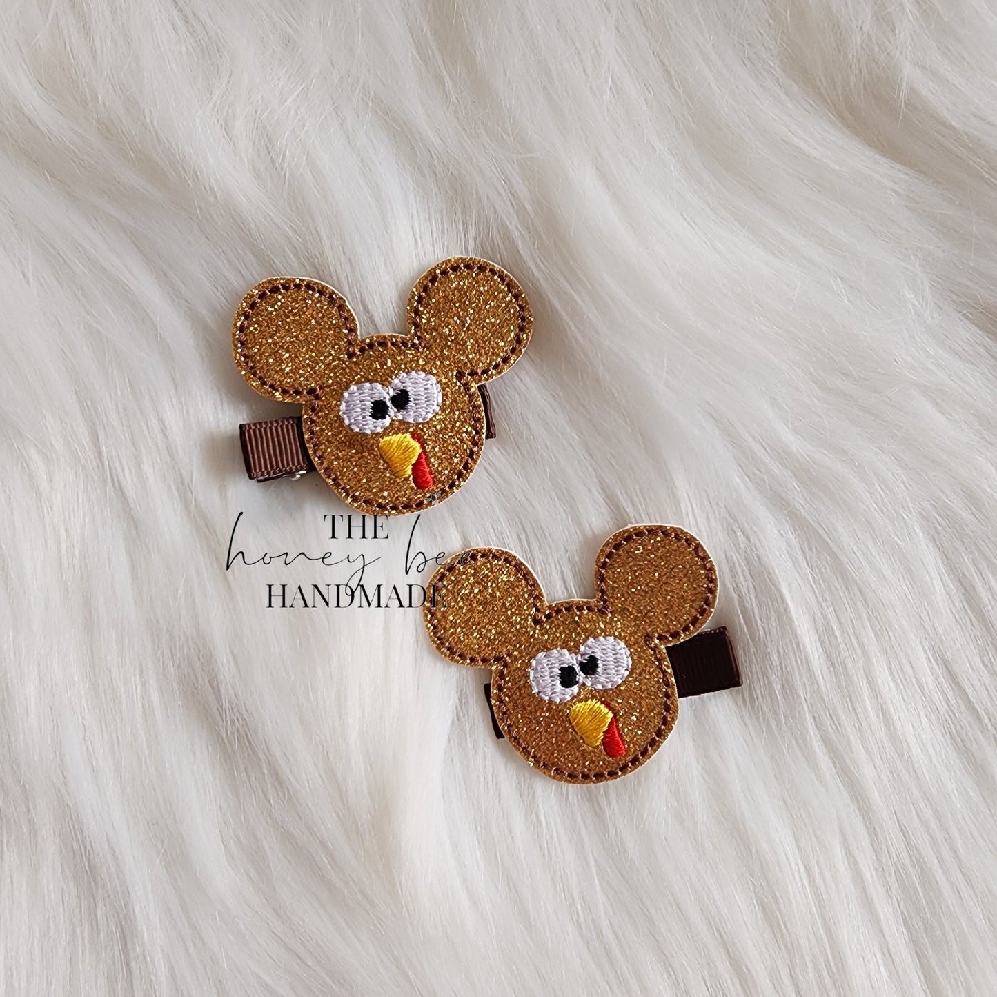 Glitter Mouse Turkey Feltie Hair Clip