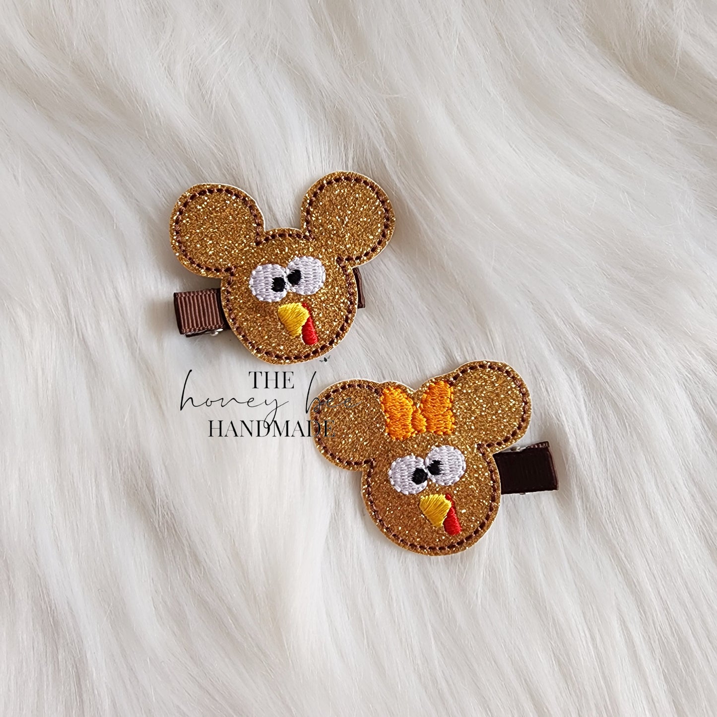 Glitter Mouse Turkey Feltie Hair Clip