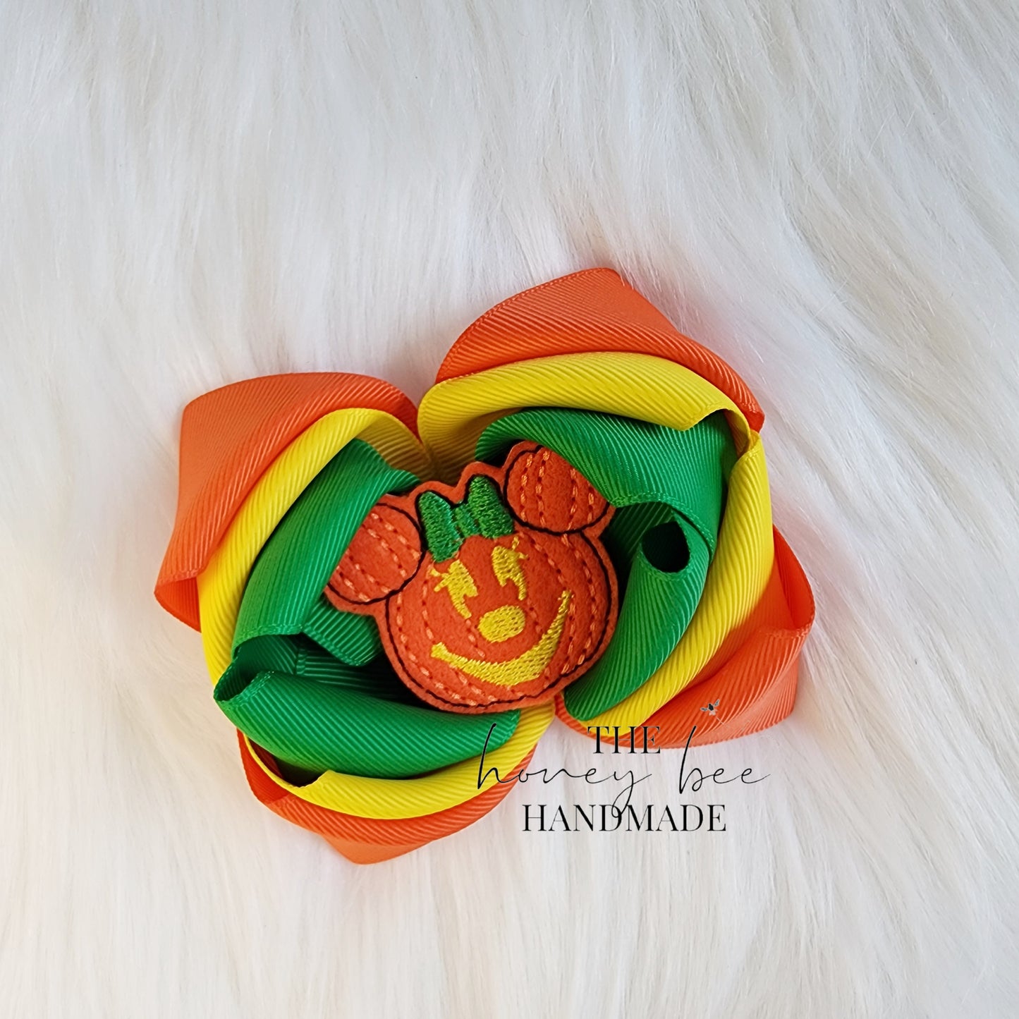 3in Triple Ms Mouse Pumpkin Feltie Boutique Bow