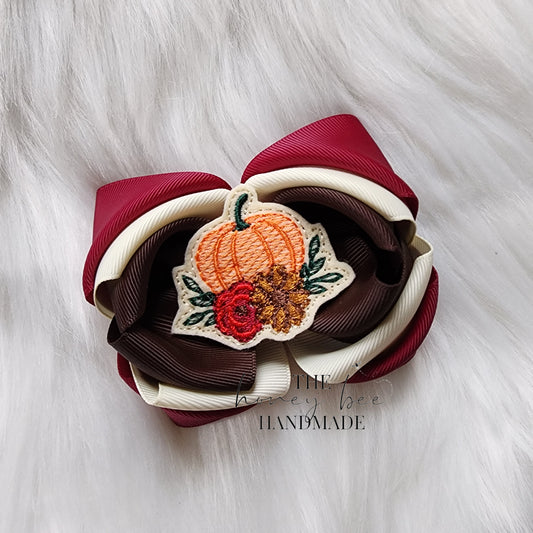 3in Triple Fall Pumpkin Feltie Boutique Bow