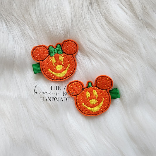 Mouse Pumpkin Feltie Hair Clip