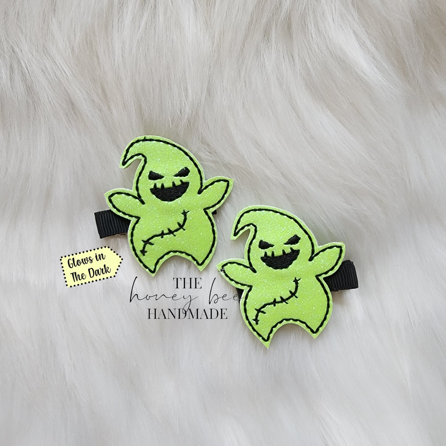 GITD Glitter Nightmare Family Feltie Hair Clip