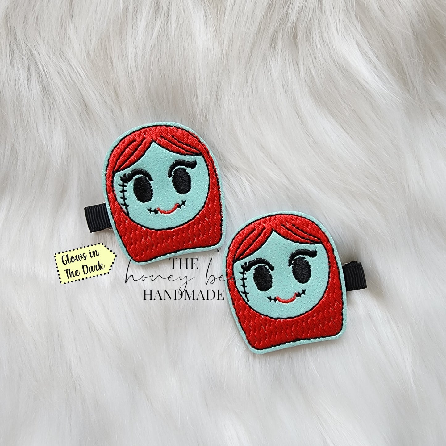 GITD Glitter Nightmare Family Feltie Hair Clip