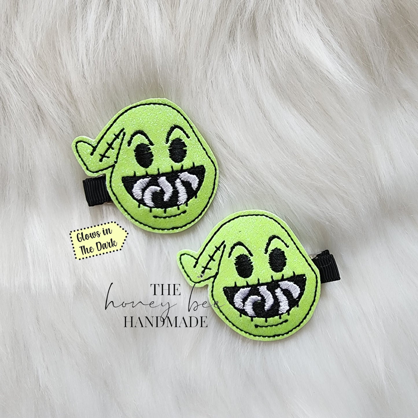 GITD Glitter Nightmare Family Feltie Hair Clip