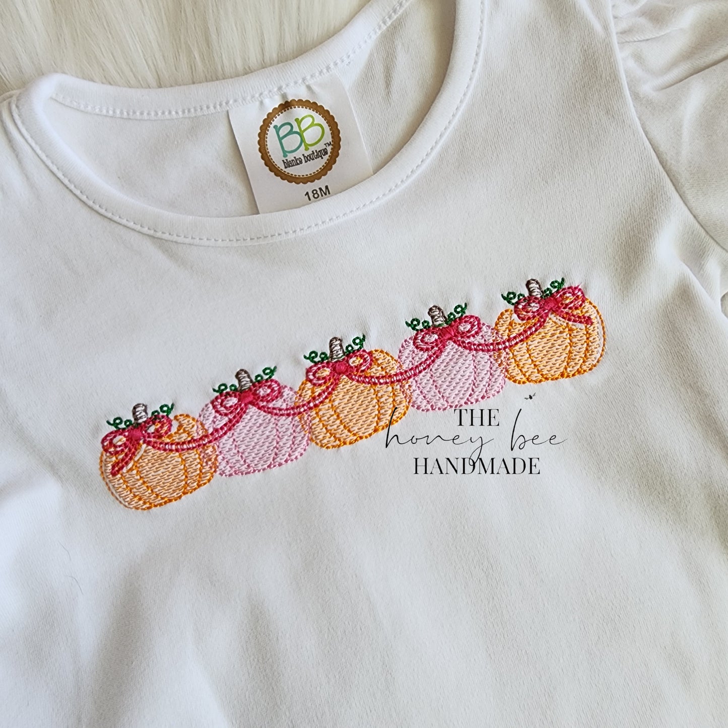 Girly Fall Pumpkins Embroidered T-Shirt