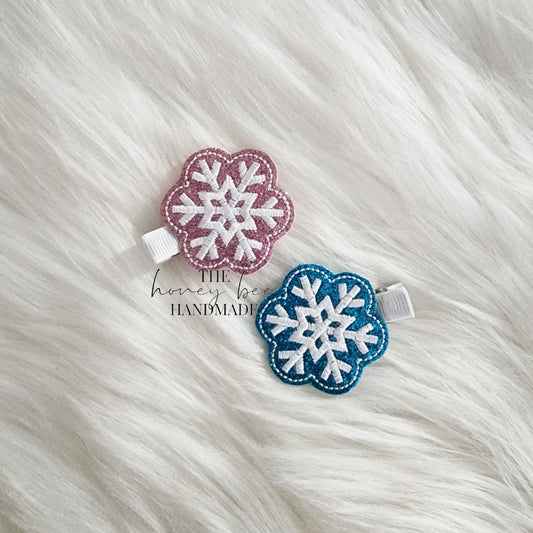 Glitter Snowflake Feltie Hair Clip