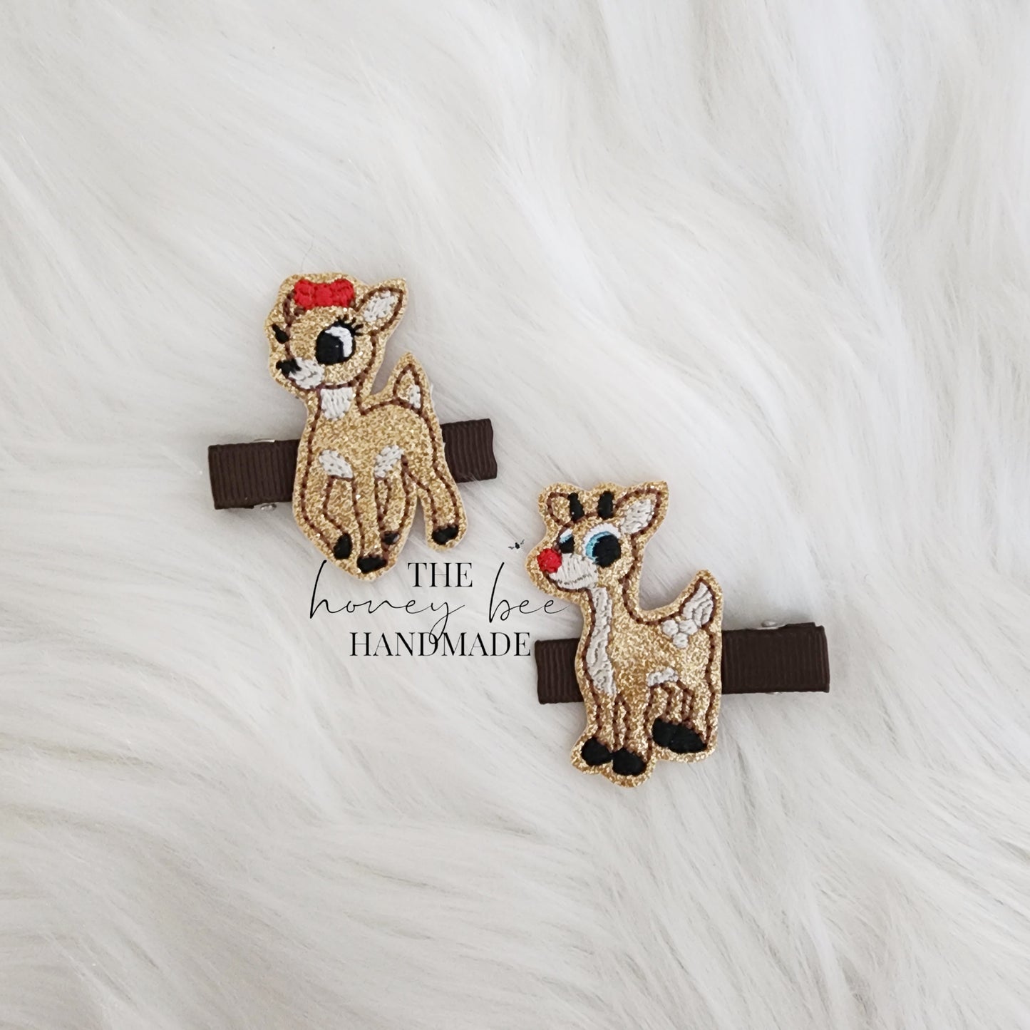 Glitter Reindeer Feltie Hair Clip