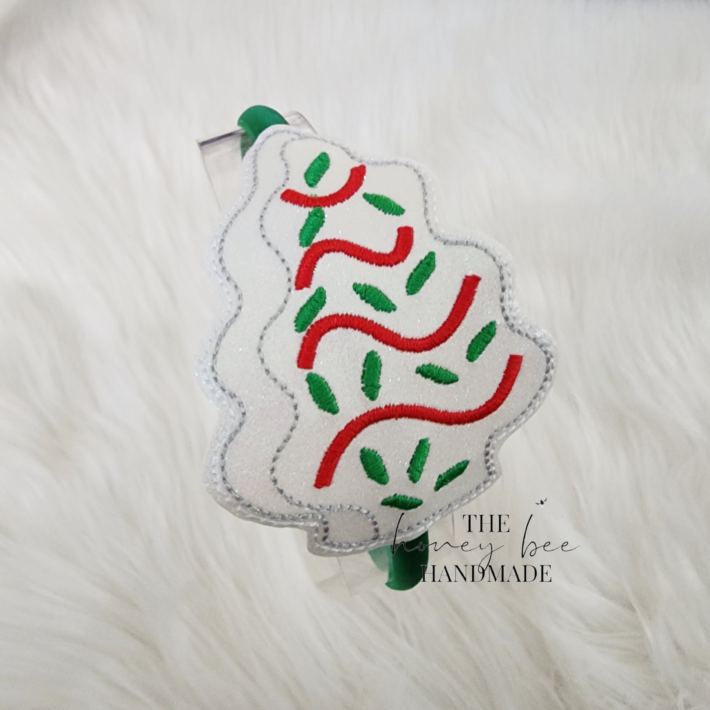 Glitter Christmas Tree Cake Headband Slider