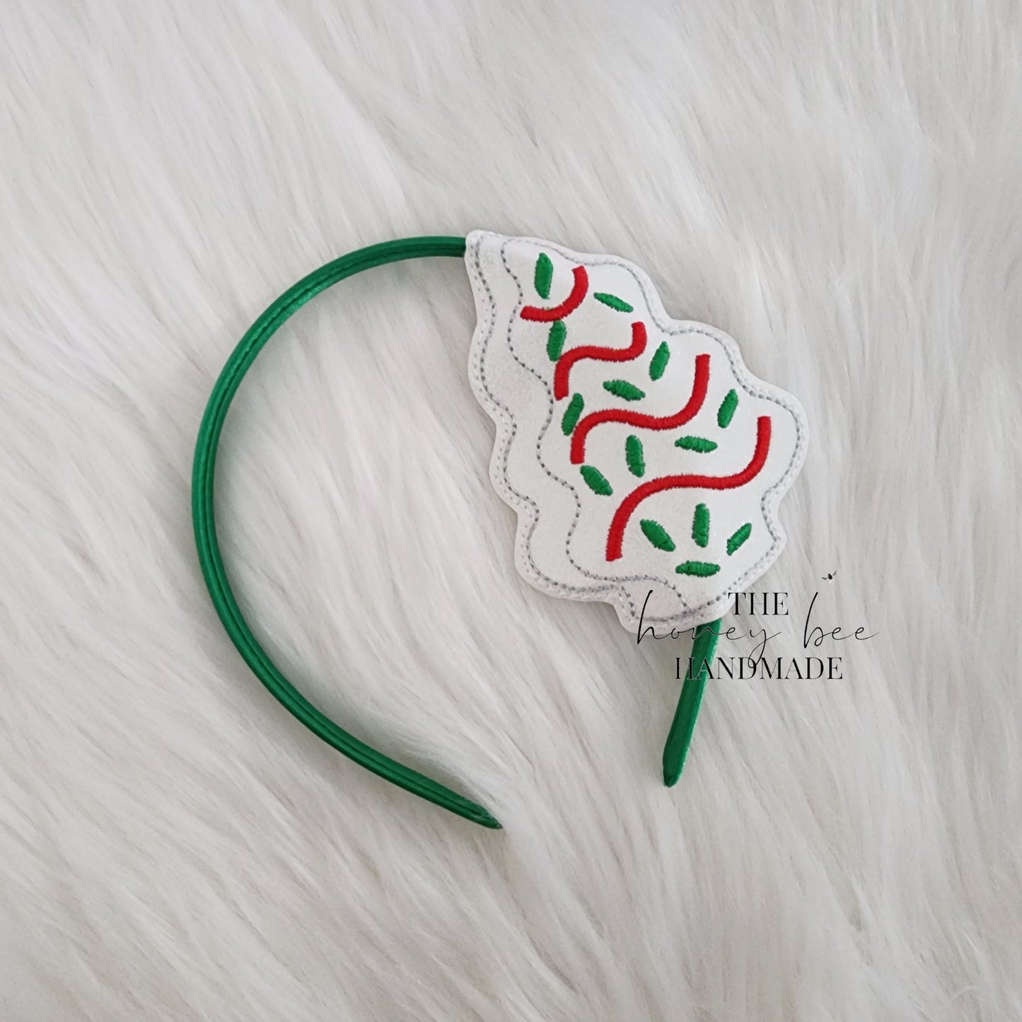 Glitter Christmas Tree Cake Headband Slider