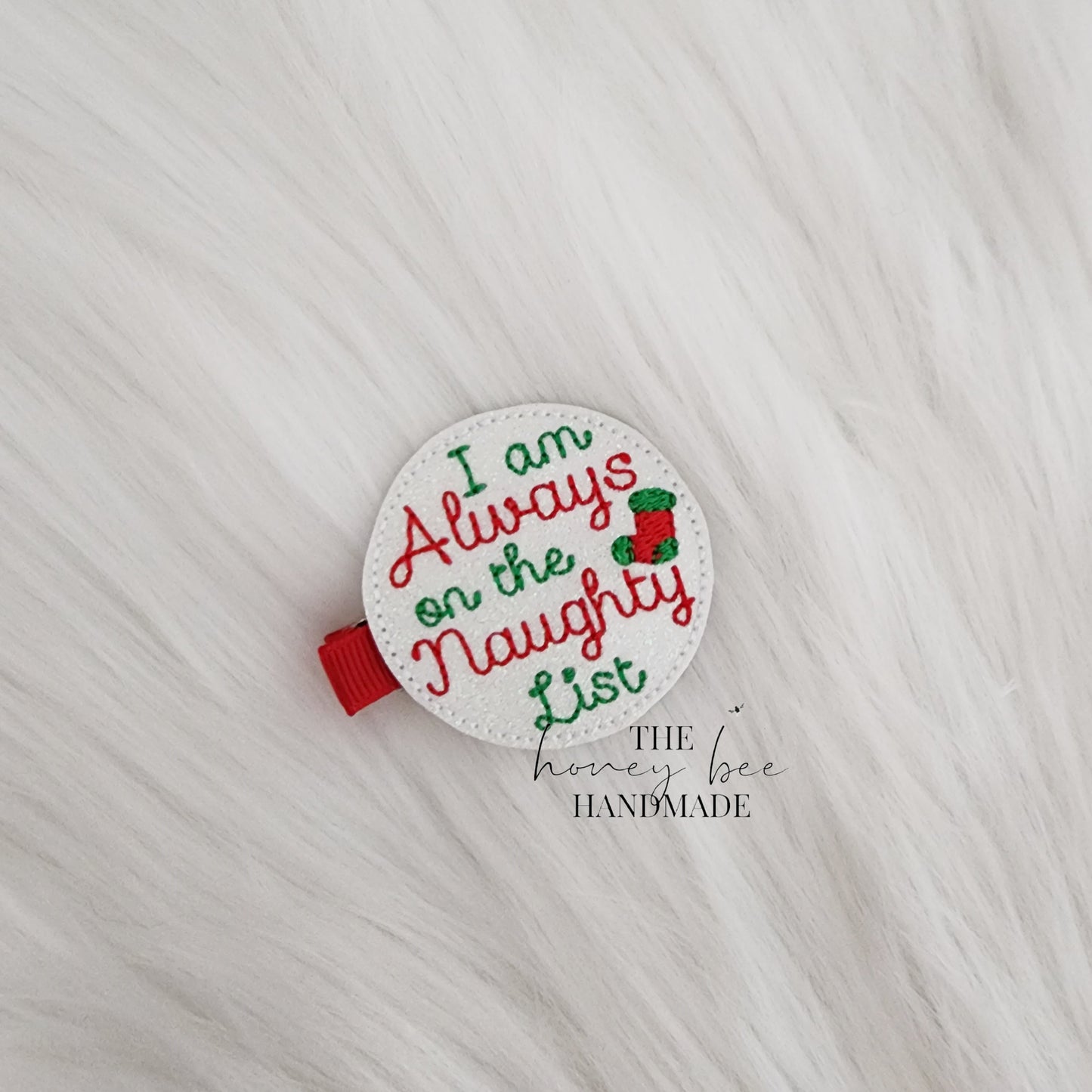 Glitter Always on the Naughty List Feltie Hair Clip