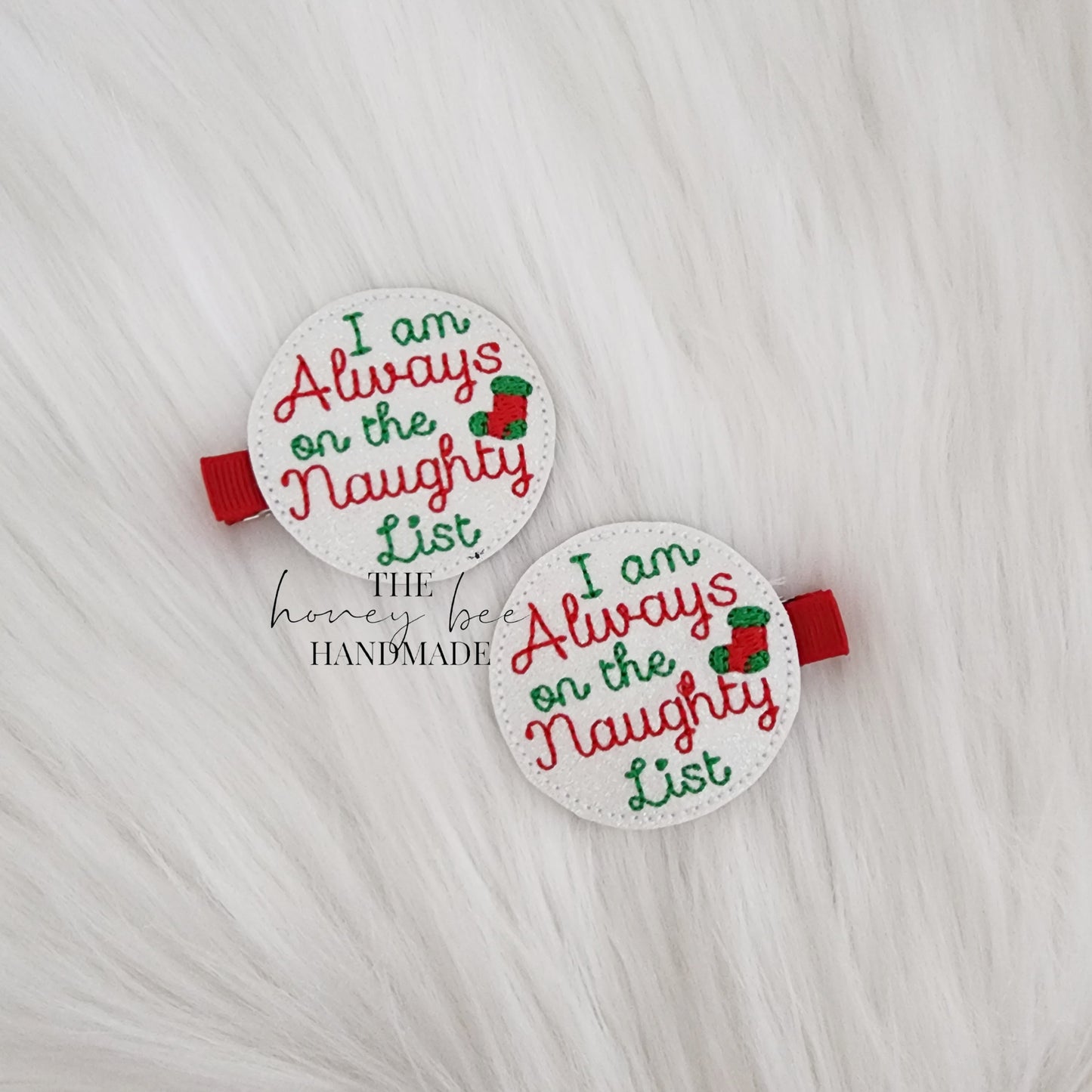 Glitter Always on the Naughty List Feltie Hair Clip