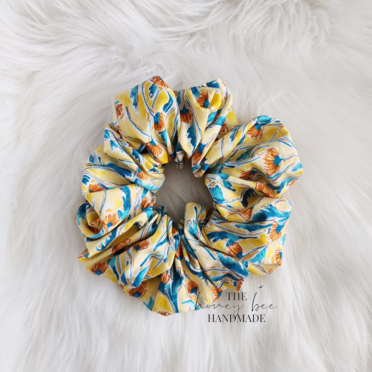 Bright Orange Floral Scrunchie