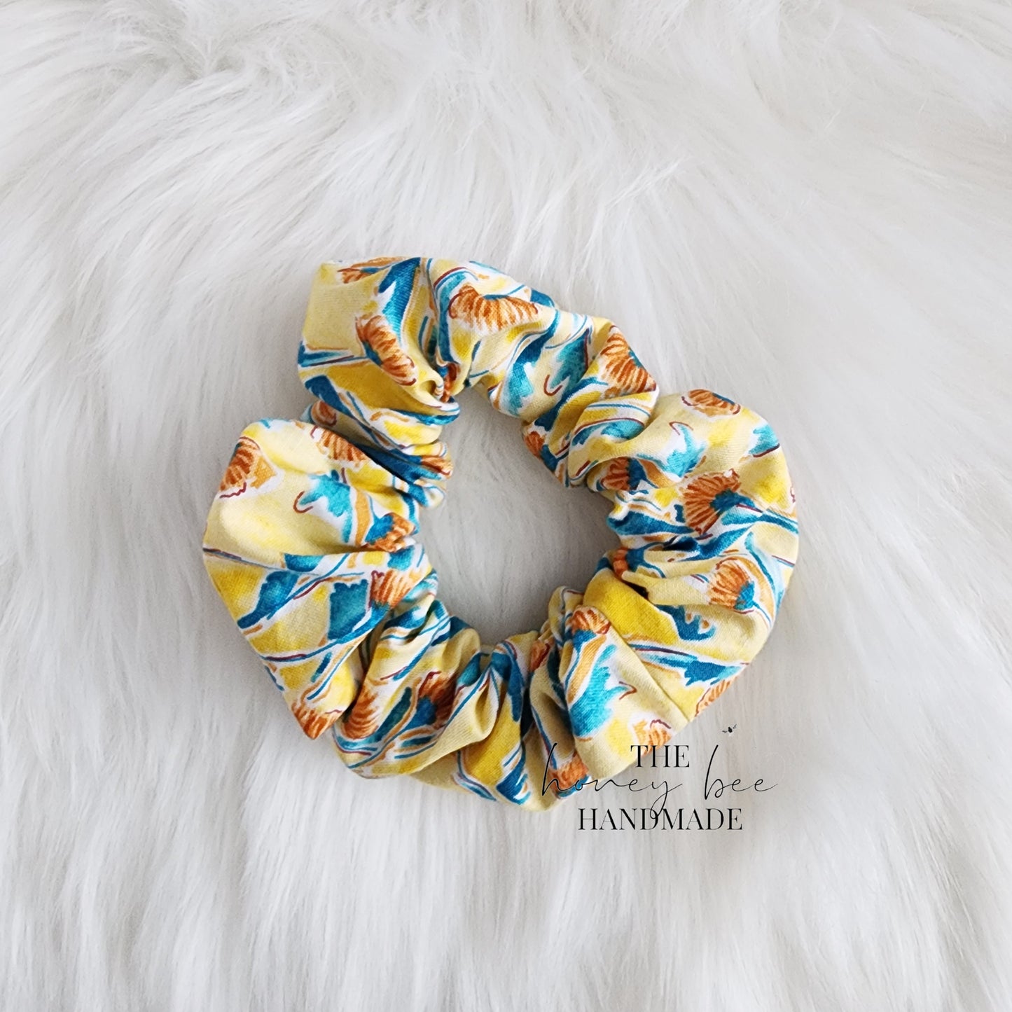 Bright Orange Floral Scrunchie