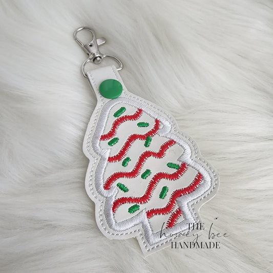 Holographic Christmas Tree Cake Keyfob