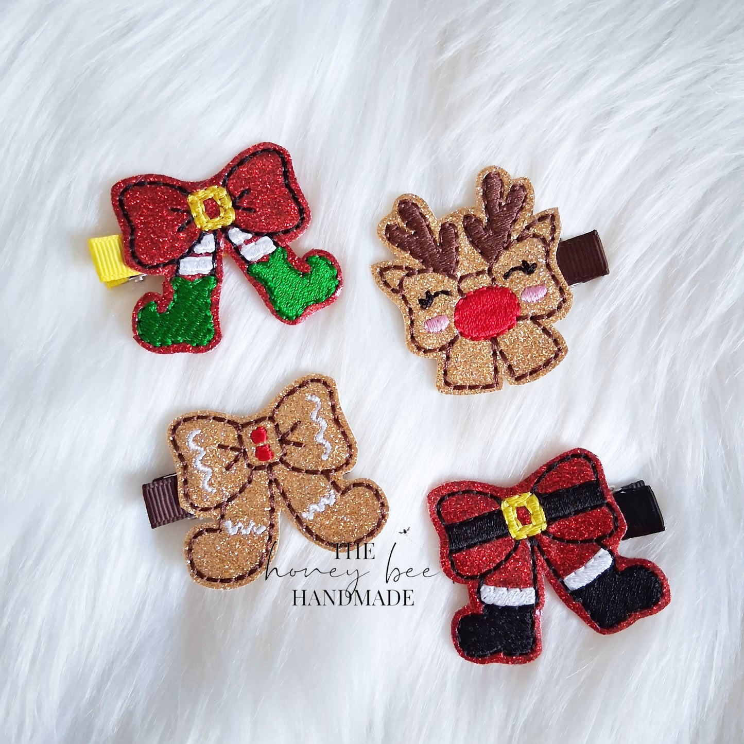 Christmas Bow Feltie Hair Clip