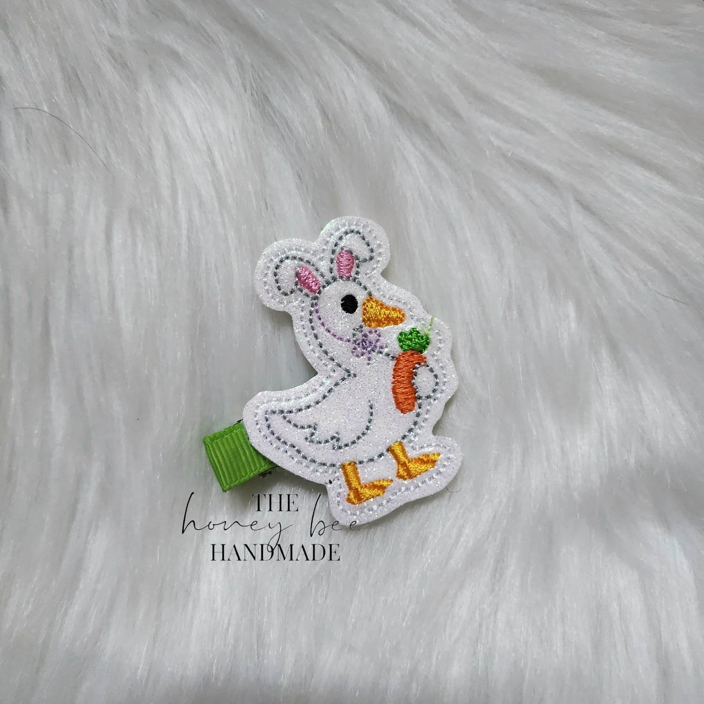 Glitter Easter Goose Feltie Hair Clip