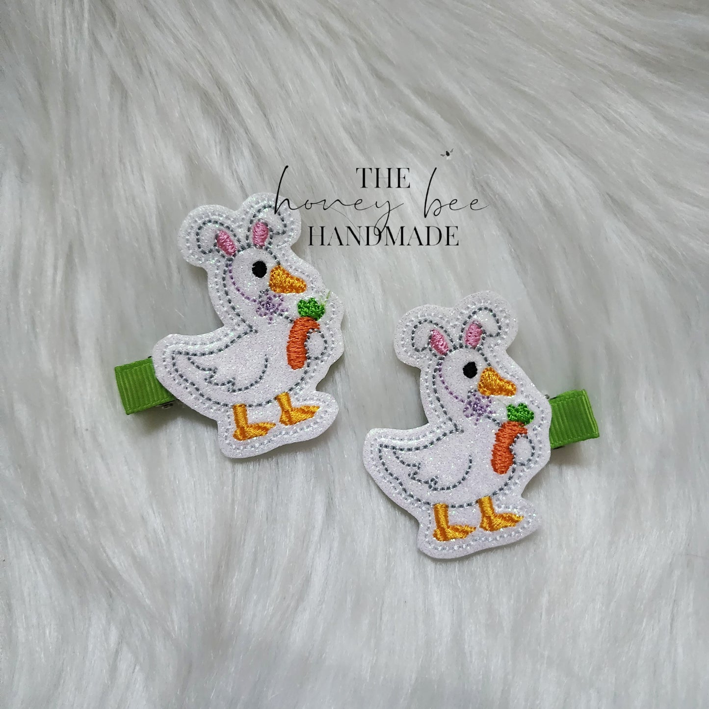 Glitter Easter Goose Feltie Hair Clip