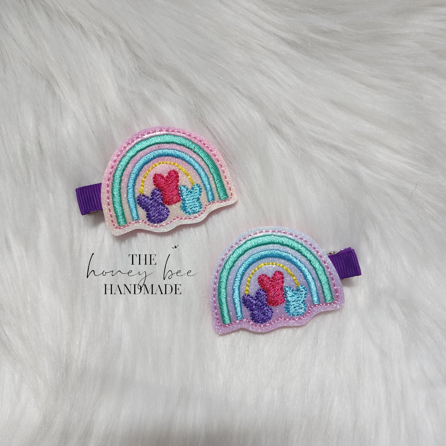 Glitter Peep Rainbow Feltie Hair Clip