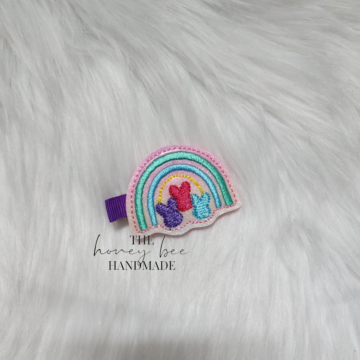 Glitter Peep Rainbow Feltie Hair Clip