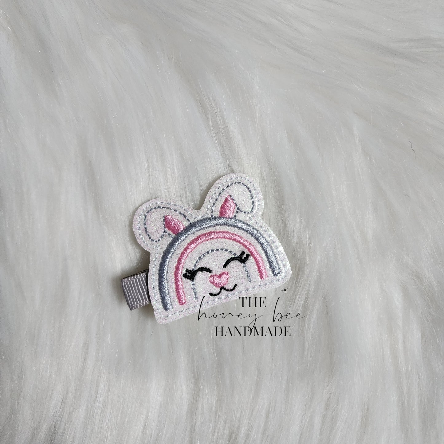 Glitter Bunny Rainbow Feltie Hair Clip