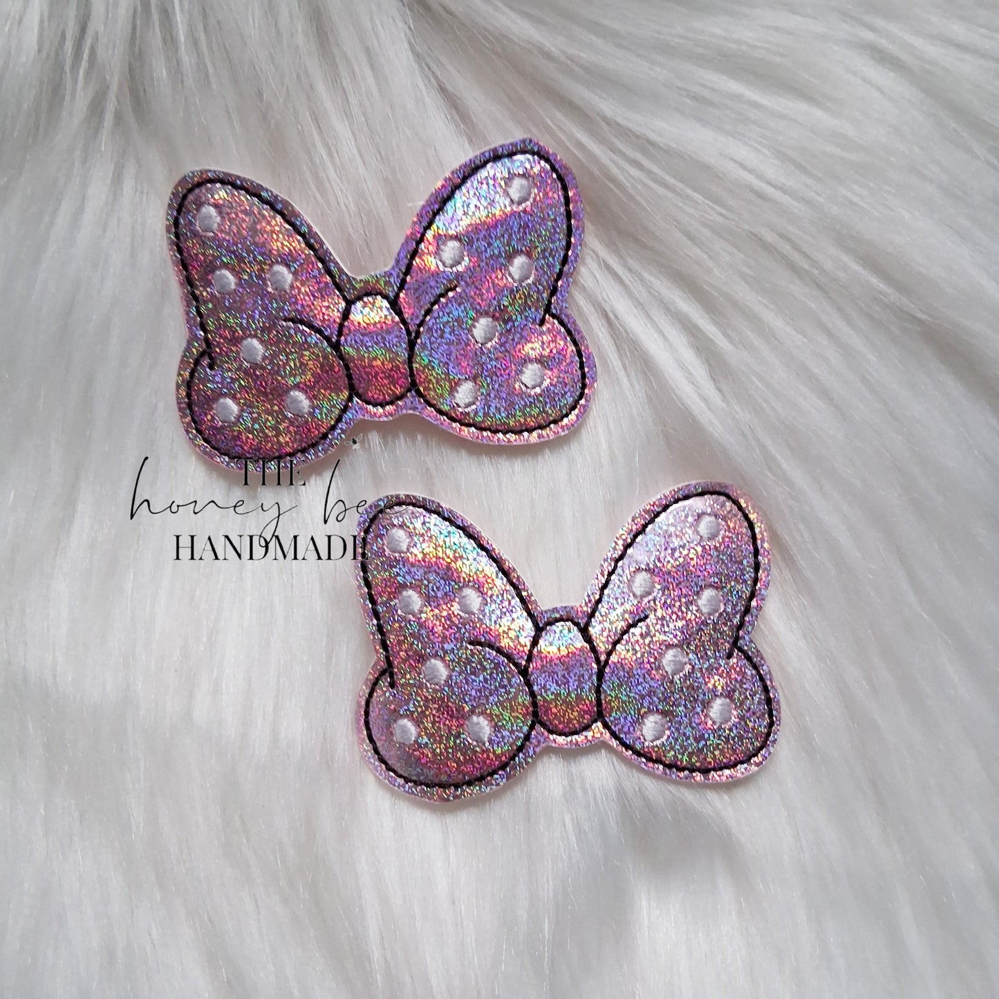 Glitter Light Pink Mouse Bow Snap Clip Set