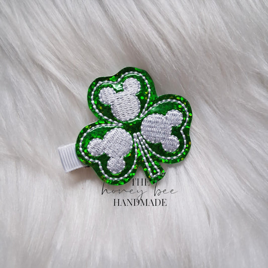 Mouse Shamrock Feltie Hair Clip