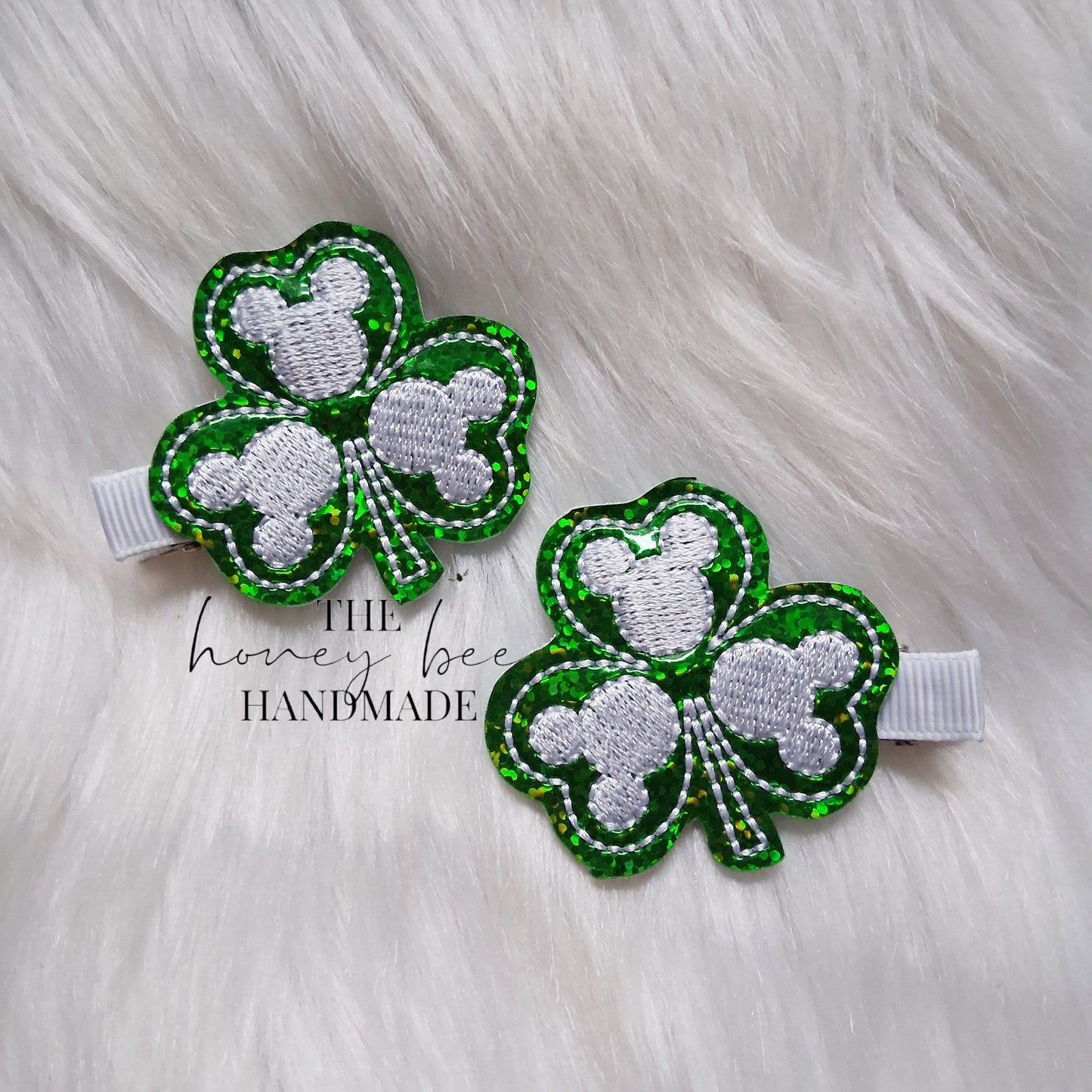 Mouse Shamrock Feltie Hair Clip