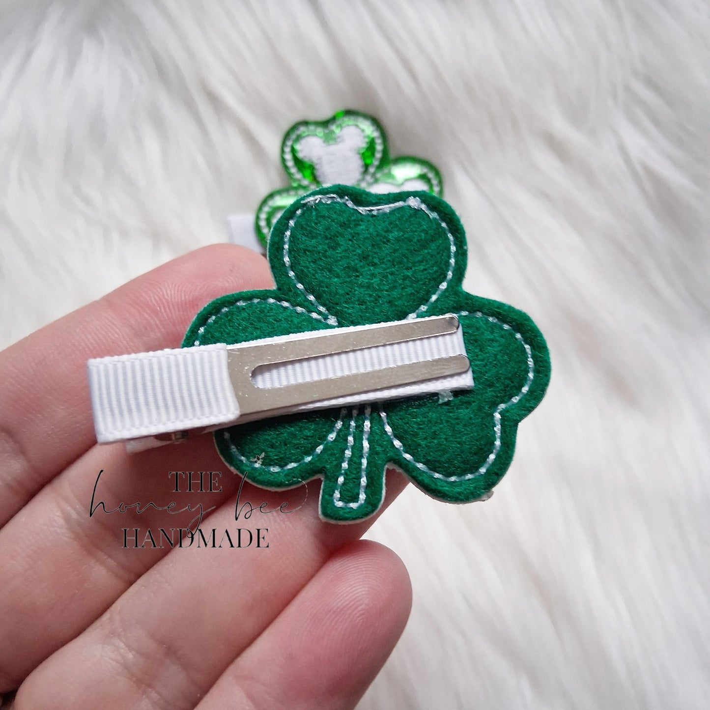 Mouse Shamrock Feltie Hair Clip