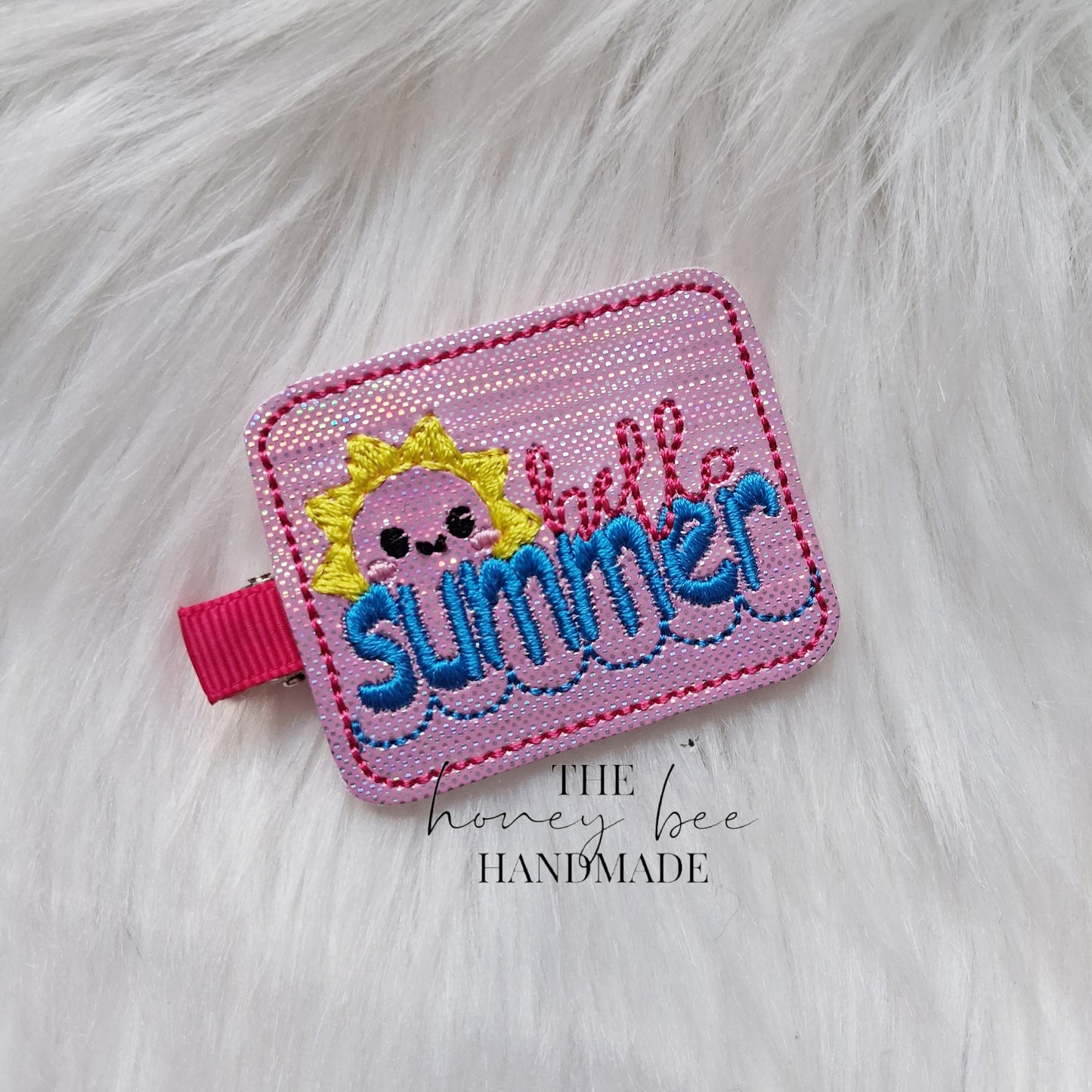 Glitter Hello Summer Feltie Hair Clip