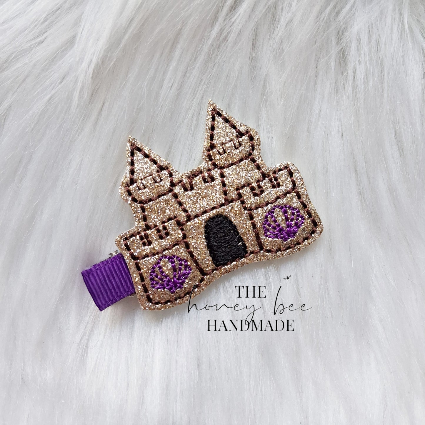 Glitter Sand Castle Feltie Hair Clip