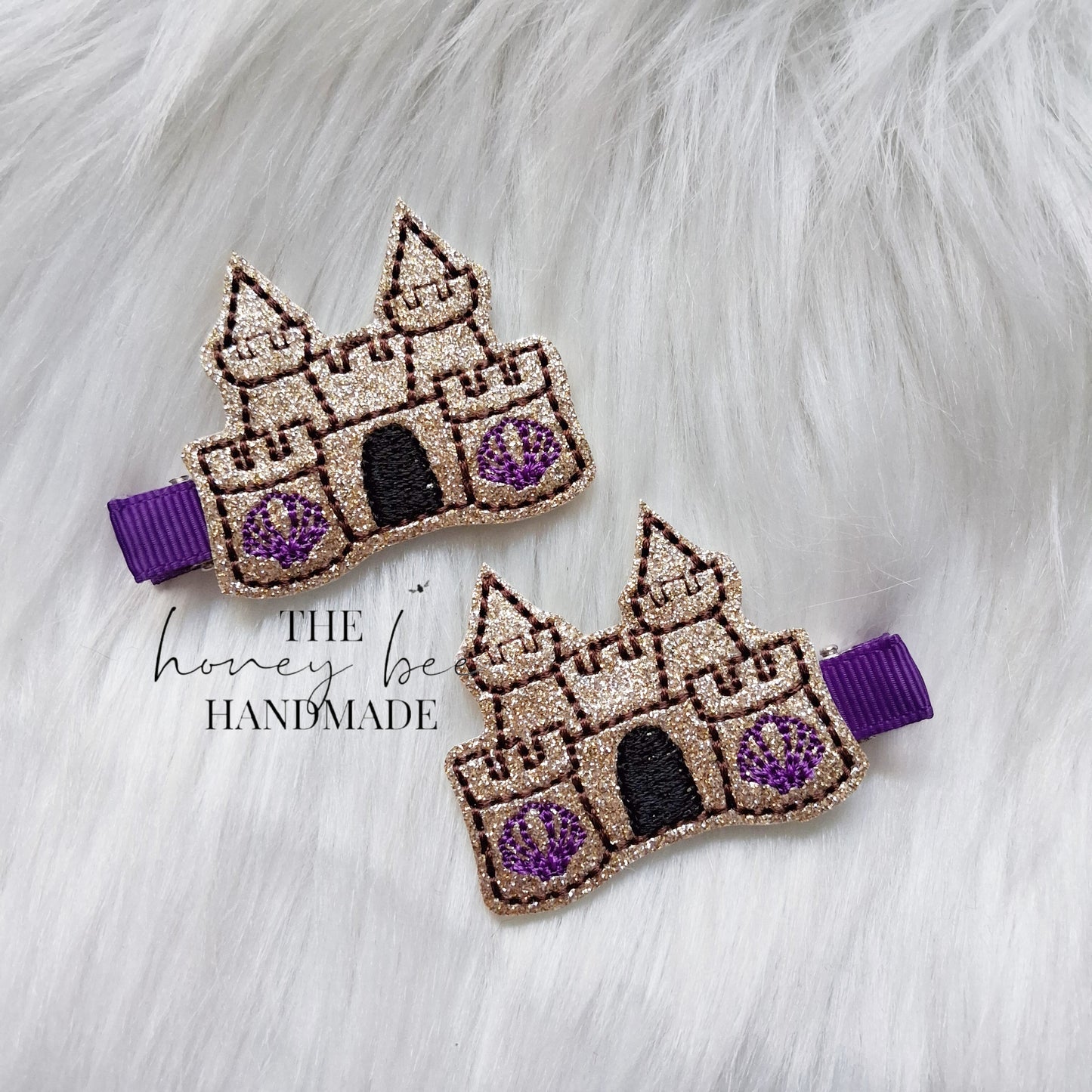 Glitter Sand Castle Feltie Hair Clip