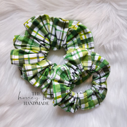 Green Plaid Scrunchie