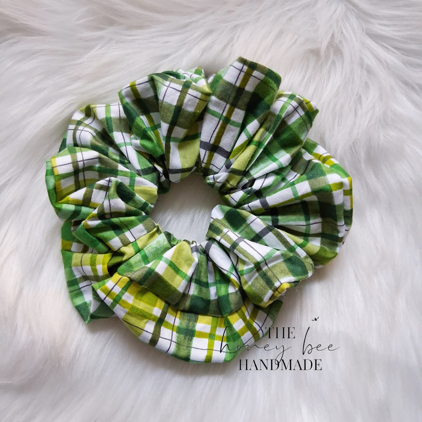 Green Plaid Scrunchie